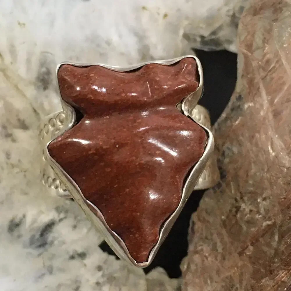 Carolyn Pollack Vintage Sterling Silver Pipestone Arrowhead Ring For Women